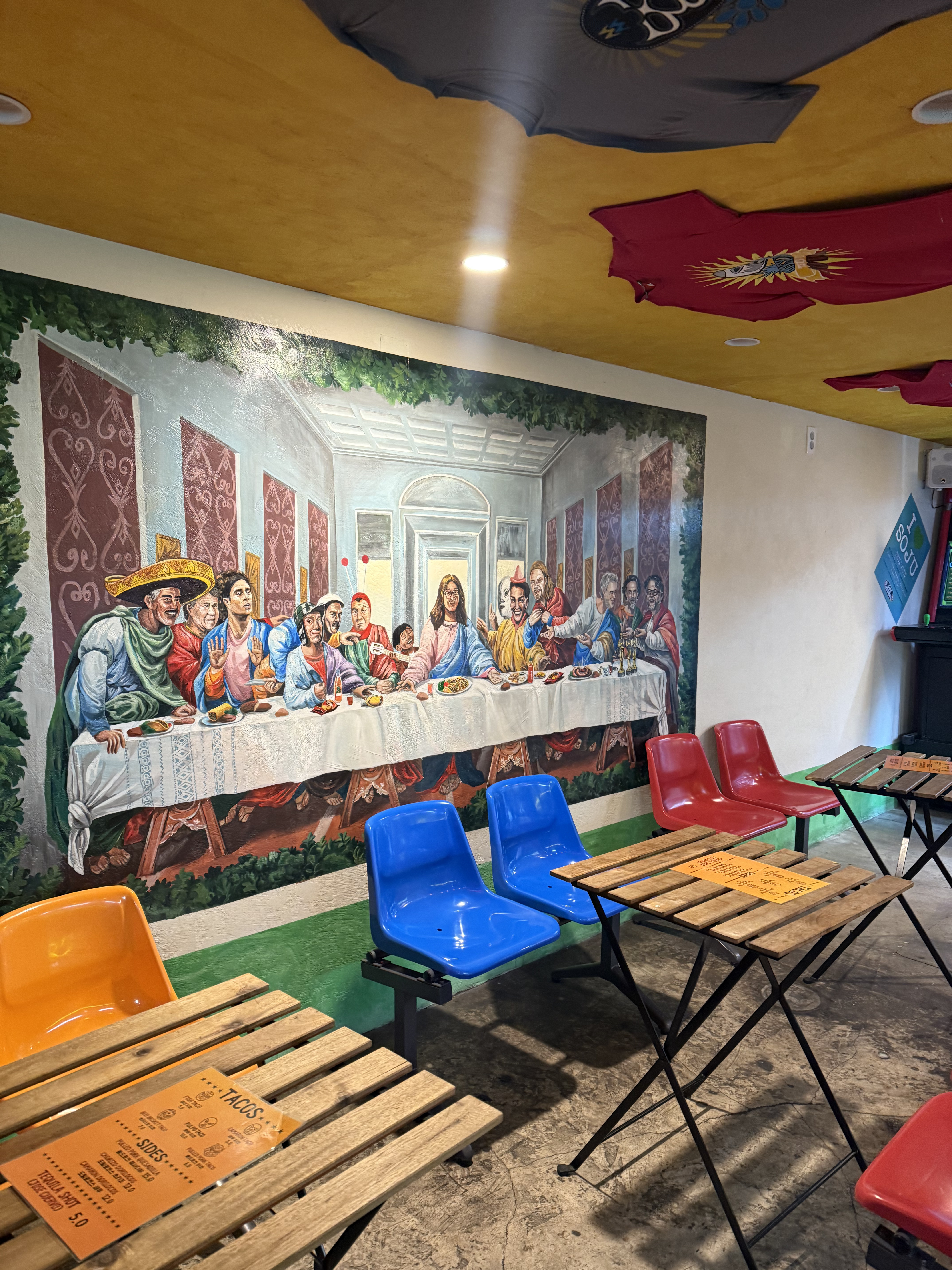 Last Supper mural painted on the wall of a taco restaurant in Itaewon, Seoul